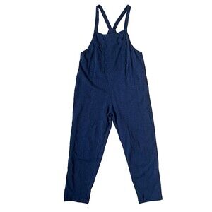 Known Supply Navy Blue Jumpsuit Front Pocket Organic Cotton Quiet Luxury Small